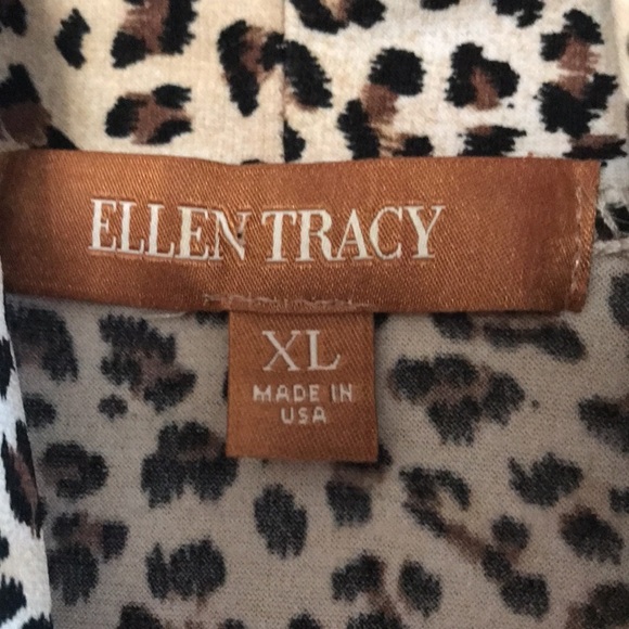 Ellen Tracy Animal Print Open Front Cardigan Ruched Sleeve Brown Size XL - Picture 9 of 9